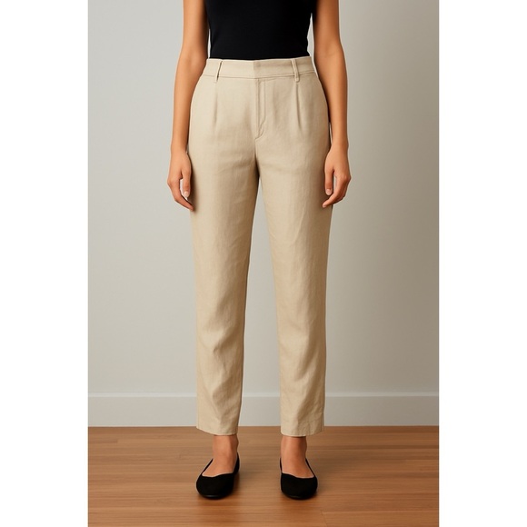 Club Monaco Semi Pleated Twill Beige Trouser - Picture 1 of 10